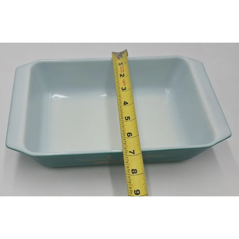 VTG Promotional Pyrex 2 Qt Green Wheat Space Saver Casserole Dish 575B Farmhouse